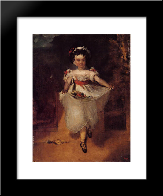 Little Girl Carrying Flowers In Her Apron 20x24 Black Modern Wood Framed Art Print Poster by Degas, Edgar