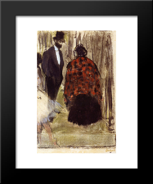 Ludovic Halevy Speaking With Madame Cardinal 20x24 Black Modern Wood Framed Art Print Poster by Degas, Edgar