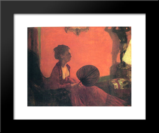 Madame Camus With A Fan 20x24 Black Modern Wood Framed Art Print Poster by Degas, Edgar