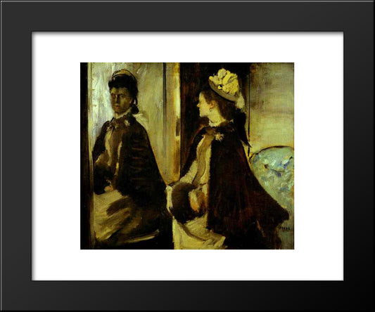 Madame Jeantaud In The Mirror 20x24 Black Modern Wood Framed Art Print Poster by Degas, Edgar