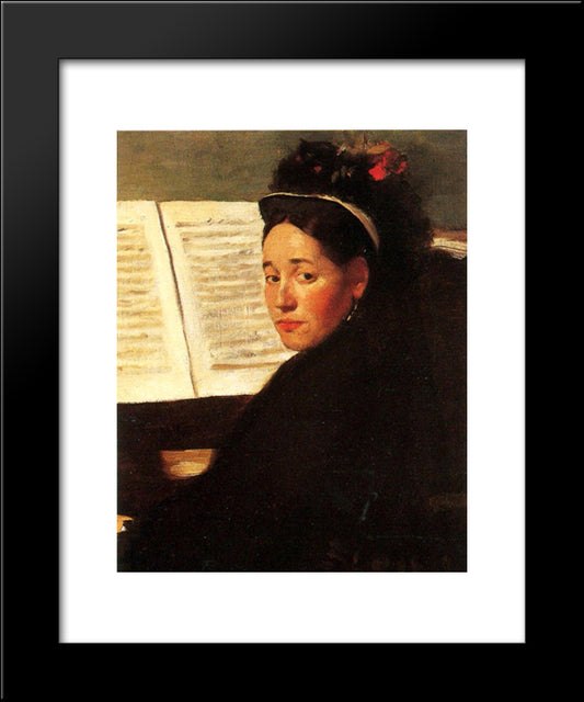 Mademoiselle Didau At The Piano 20x24 Black Modern Wood Framed Art Print Poster by Degas, Edgar