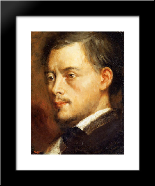Man'S Head 20x24 Black Modern Wood Framed Art Print Poster by Degas, Edgar