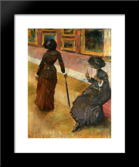 Mary Cassatt At The Louvre 20x24 Black Modern Wood Framed Art Print Poster by Degas, Edgar