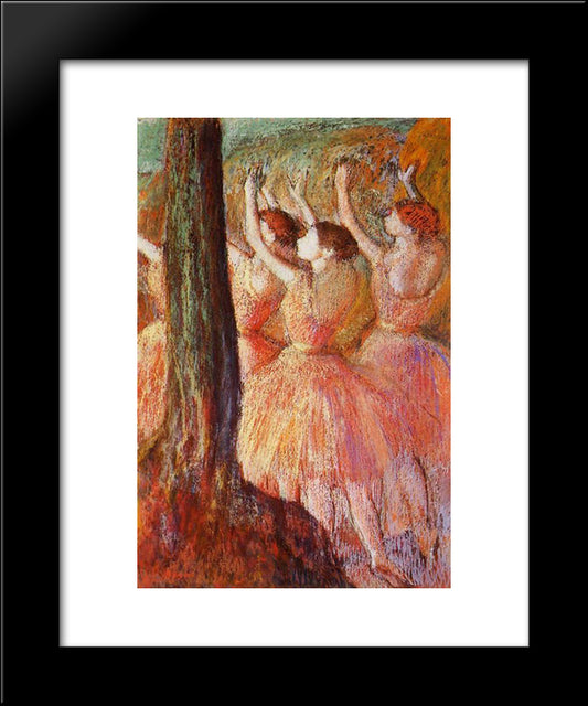 Pink Dancers 20x24 Black Modern Wood Framed Art Print Poster by Degas, Edgar