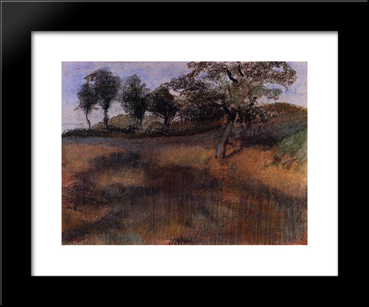 Plowed Field 20x24 Black Modern Wood Framed Art Print Poster by Degas, Edgar
