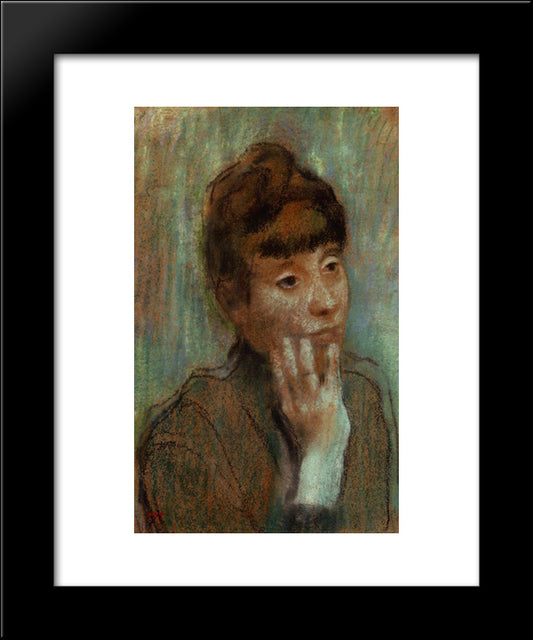 Portrait Of A Woman Wearing A Green Blouse 20x24 Black Modern Wood Framed Art Print Poster by Degas, Edgar
