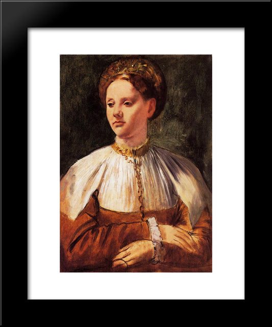 Portrait Of A Young Woman (After Bacchiacca) 20x24 Black Modern Wood Framed Art Print Poster by Degas, Edgar