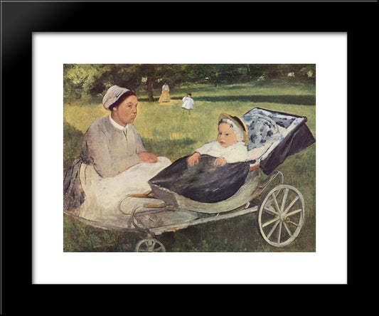 Portrait Of Henri Valpincon As A Child With A Governess 20x24 Black Modern Wood Framed Art Print Poster by Degas, Edgar
