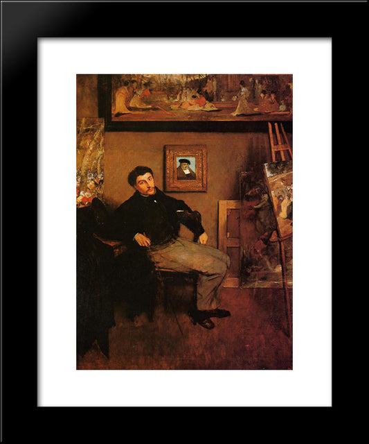 Portrait Of James Tissot 20x24 Black Modern Wood Framed Art Print Poster by Degas, Edgar