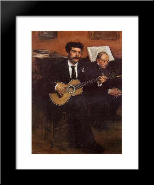 Portrait Of Lorenzo Pagans, Spanish Tenor, And Auguste Degas, The Artist'S Father 20x24 Black Modern Wood Framed Art Print Poster by Degas, Edgar