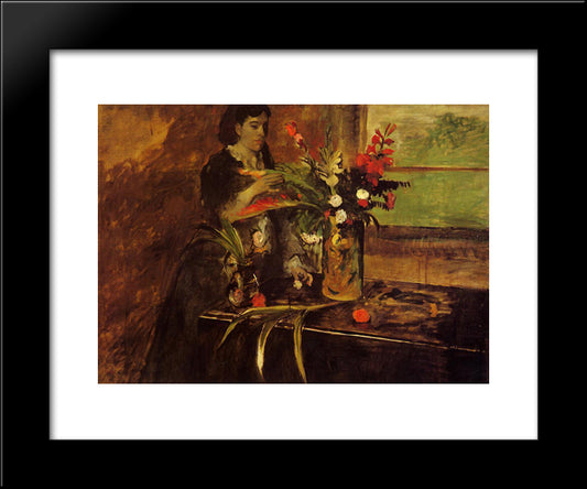 Portrait Of Mme. Rene De Gas, Born Estelle Musson 20x24 Black Modern Wood Framed Art Print Poster by Degas, Edgar
