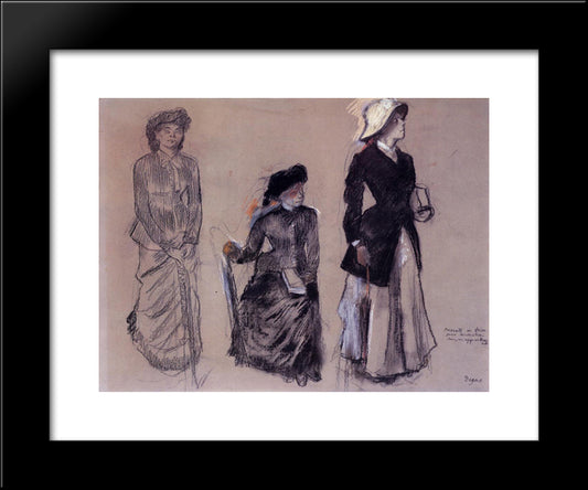 Project For Portraits In A Frieze - Three Women 20x24 Black Modern Wood Framed Art Print Poster by Degas, Edgar