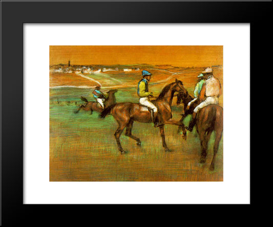 Race Horses 20x24 Black Modern Wood Framed Art Print Poster by Degas, Edgar