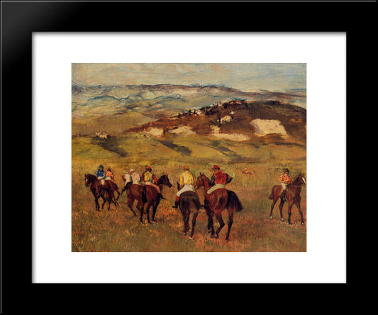 Racehorses 20x24 Black Modern Wood Framed Art Print Poster by Degas, Edgar