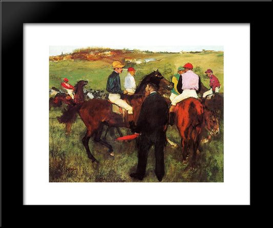 Racehorses At Longchamp 20x24 Black Modern Wood Framed Art Print Poster by Degas, Edgar