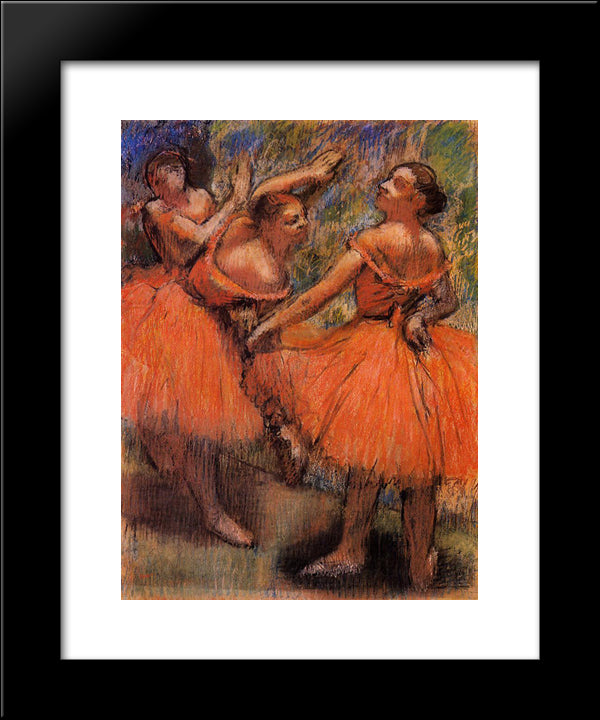 Red Ballet Skirts 20x24 Black Modern Wood Framed Art Print Poster by Degas, Edgar