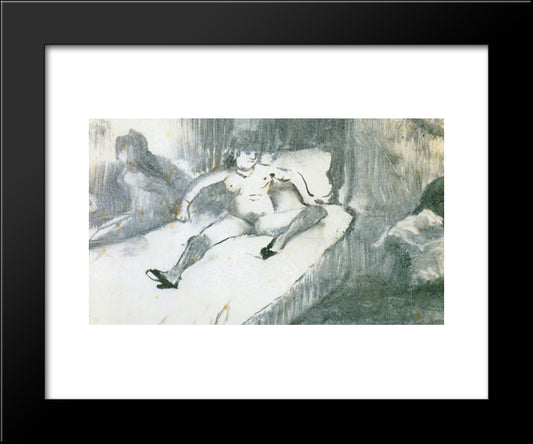 Rest On The Bed 20x24 Black Modern Wood Framed Art Print Poster by Degas, Edgar