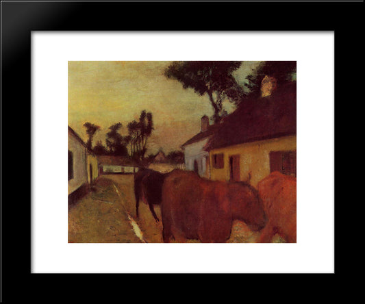 Return Of The Herd 20x24 Black Modern Wood Framed Art Print Poster by Degas, Edgar