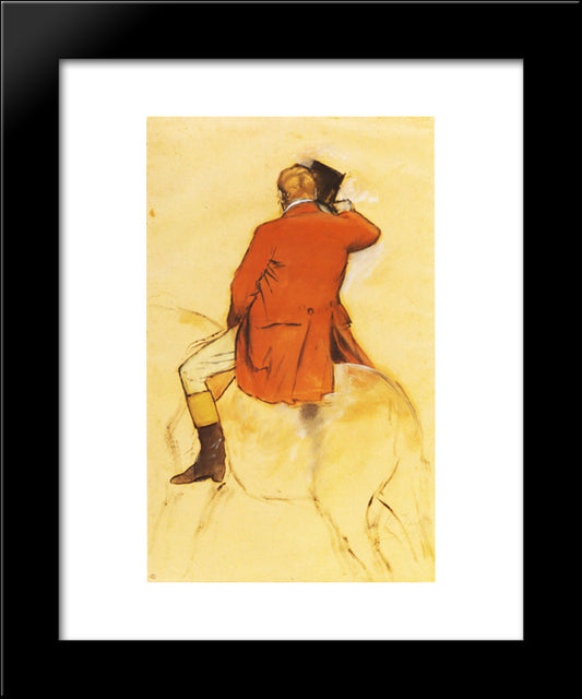 Rider In A Red Coat 20x24 Black Modern Wood Framed Art Print Poster by Degas, Edgar