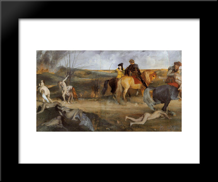 Scene Of War In The Middle Ages 20x24 Black Modern Wood Framed Art Print Poster by Degas, Edgar