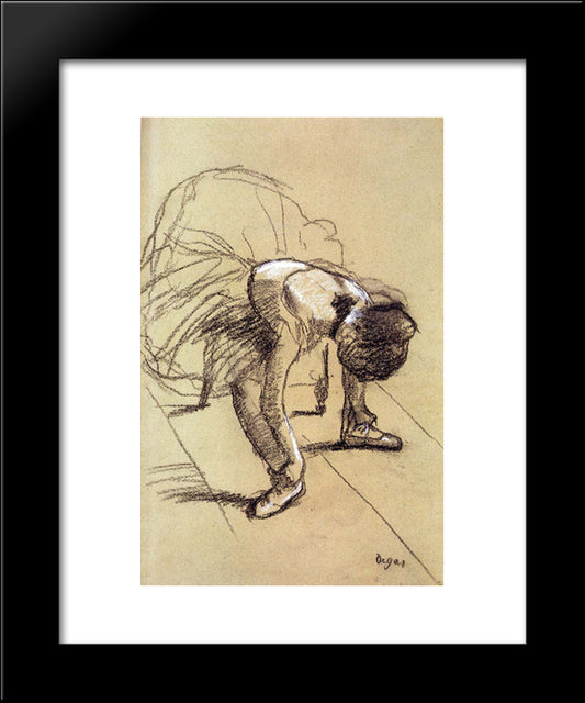 Seated Dancer Adjusting Her Shoes 20x24 Black Modern Wood Framed Art Print Poster by Degas, Edgar