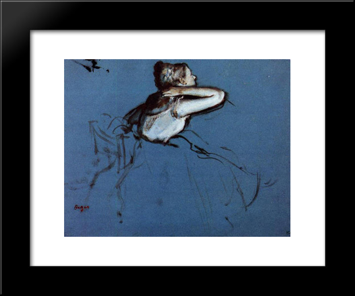 Seated Dancer In Profile 20x24 Black Modern Wood Framed Art Print Poster by Degas, Edgar