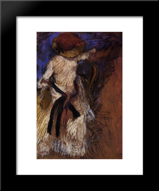 Seated Woman In A White Dress 20x24 Black Modern Wood Framed Art Print Poster by Degas, Edgar