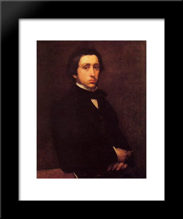Self Portrait 20x24 Black Modern Wood Framed Art Print Poster by Degas, Edgar