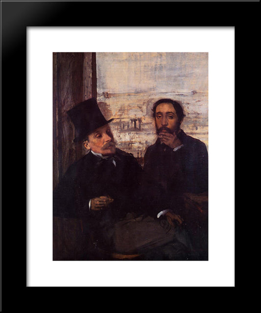 Self Portrait With Evariste De Valernes 20x24 Black Modern Wood Framed Art Print Poster by Degas, Edgar