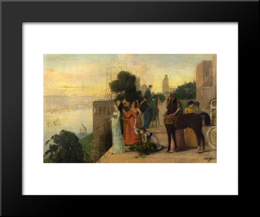 Semiramis Building A City 20x24 Black Modern Wood Framed Art Print Poster by Degas, Edgar