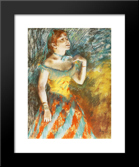 Singer In Green 20x24 Black Modern Wood Framed Art Print Poster by Degas, Edgar