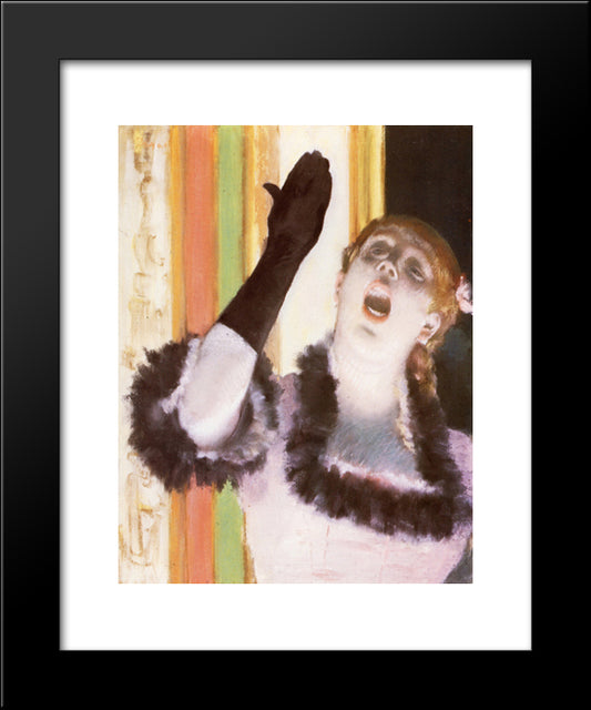 Singer With A Glove 20x24 Black Modern Wood Framed Art Print Poster by Degas, Edgar