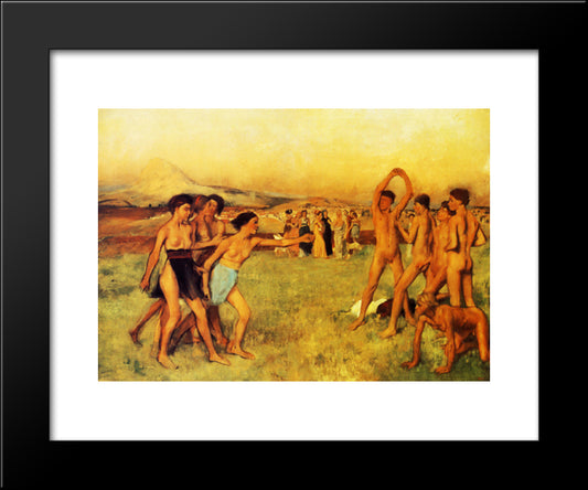 Spartan Girls Challenging Boys 20x24 Black Modern Wood Framed Art Print Poster by Degas, Edgar
