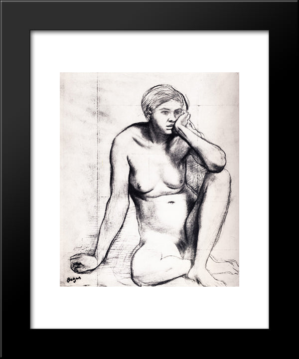 Study For The Medieval War Scene 20x24 Black Modern Wood Framed Art Print Poster by Degas, Edgar