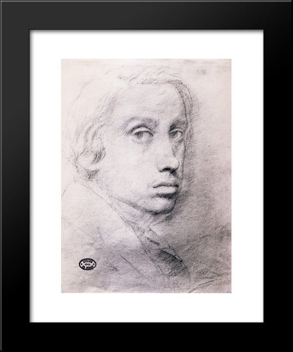 Study For The Self Portrait 20x24 Black Modern Wood Framed Art Print Poster by Degas, Edgar