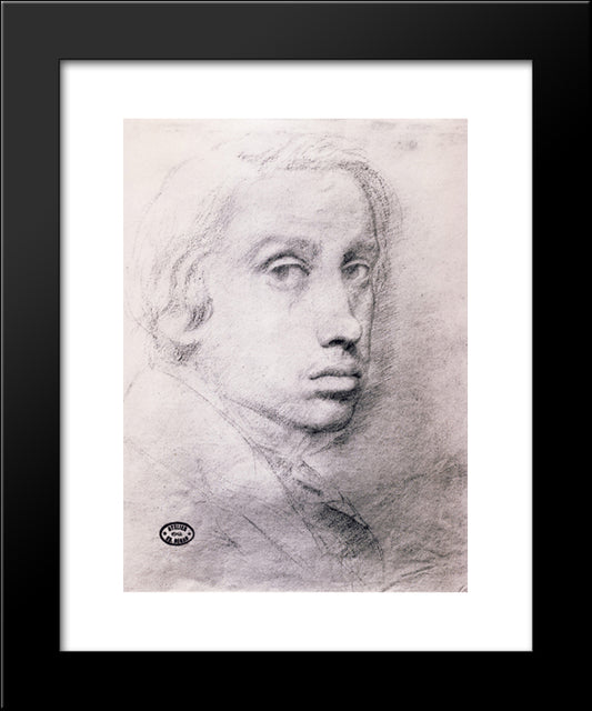 Study For The Self Portrait 20x24 Black Modern Wood Framed Art Print Poster by Degas, Edgar