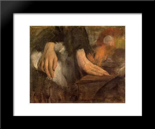 Study Of Hands 20x24 Black Modern Wood Framed Art Print Poster by Degas, Edgar