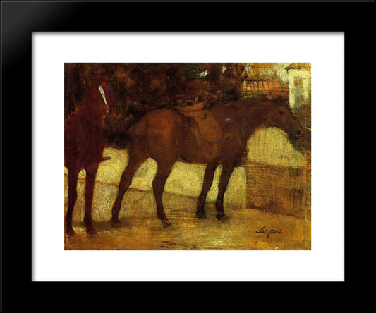 Study Of Horses 20x24 Black Modern Wood Framed Art Print Poster by Degas, Edgar