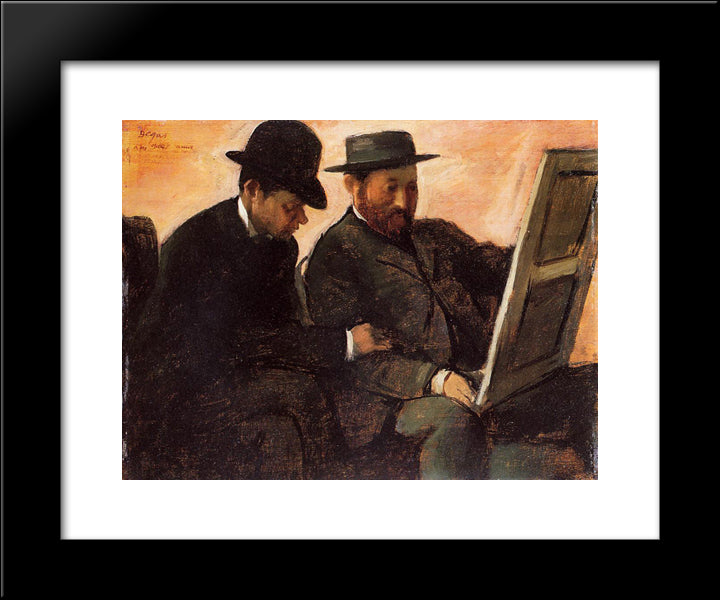 The Amateurs (Paul Lafond And Alhonse Cherfils Examening A Painting) 20x24 Black Modern Wood Framed Art Print Poster by Degas, Edgar