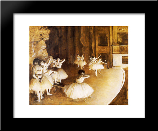 The Ballet Rehearsal On Stage 20x24 Black Modern Wood Framed Art Print Poster by Degas, Edgar