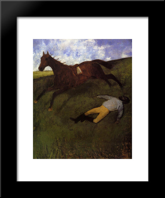The Fallen Jockey 20x24 Black Modern Wood Framed Art Print Poster by Degas, Edgar