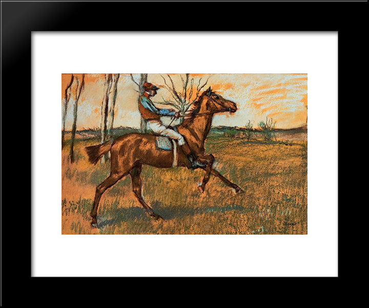 The Jockey 20x24 Black Modern Wood Framed Art Print Poster by Degas, Edgar