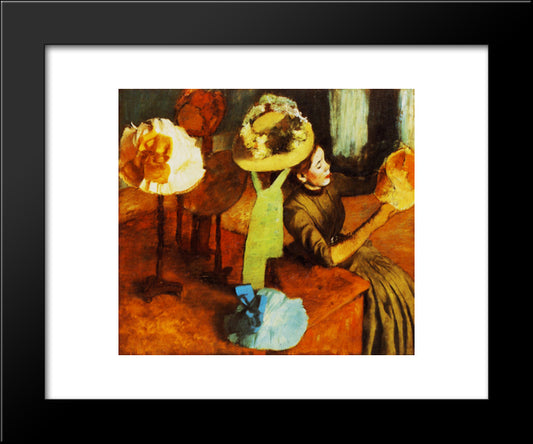 The Millinery Shop 20x24 Black Modern Wood Framed Art Print Poster by Degas, Edgar
