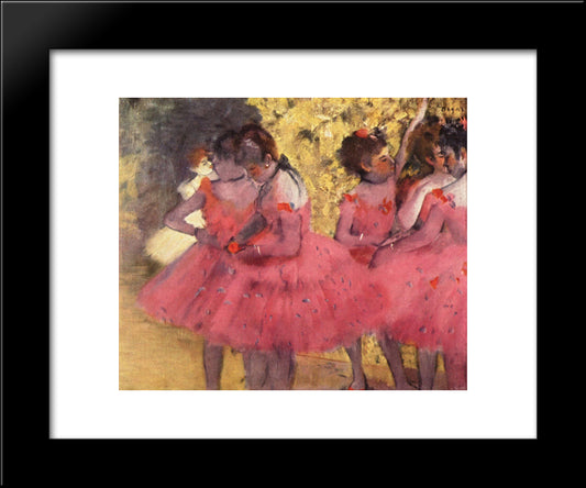 The Pink Dancers, Before The Ballet 20x24 Black Modern Wood Framed Art Print Poster by Degas, Edgar
