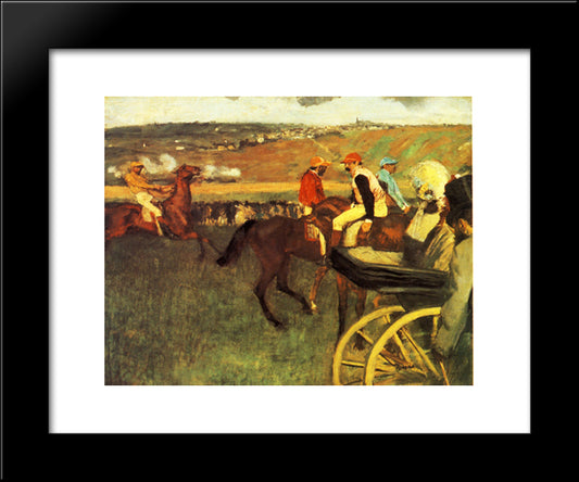 The Racecourse, Amateur Jockeys 20x24 Black Modern Wood Framed Art Print Poster by Degas, Edgar