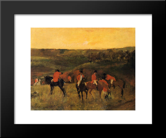 The Start Of The Hunt 20x24 Black Modern Wood Framed Art Print Poster by Degas, Edgar