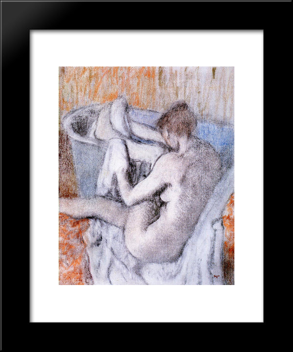 The Toilette After The Bath 20x24 Black Modern Wood Framed Art Print Poster by Degas, Edgar