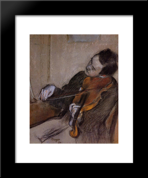 The Violist 20x24 Black Modern Wood Framed Art Print Poster by Degas, Edgar