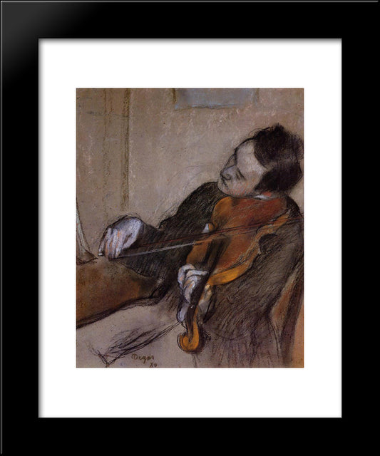 The Violist 20x24 Black Modern Wood Framed Art Print Poster by Degas, Edgar