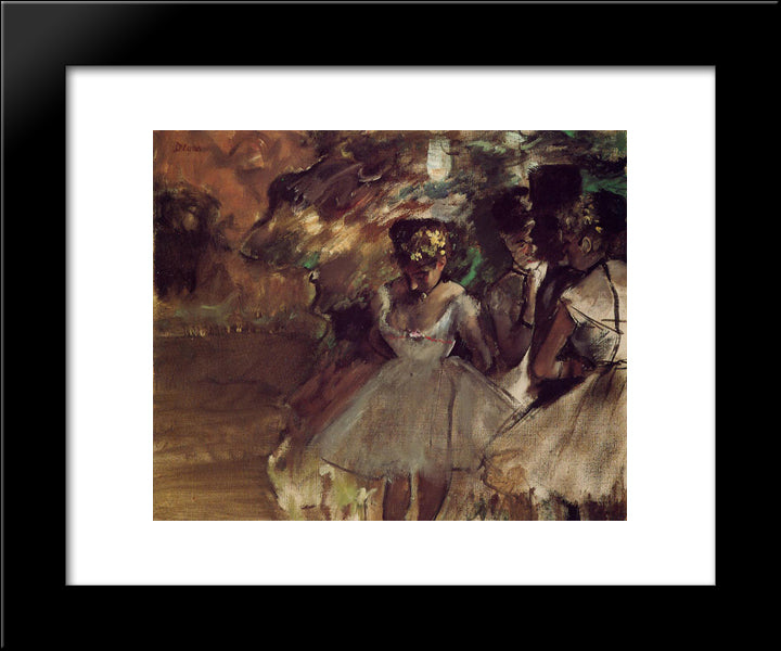 Three Dancers Behind The Scenes 20x24 Black Modern Wood Framed Art Print Poster by Degas, Edgar